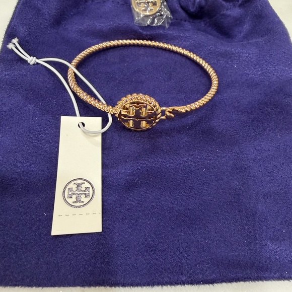 Tory Burch Rope Logo Hinge Cuff - Gold - Picture 2 of 3